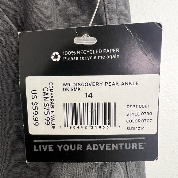 NWT Eddie Bauer Women's Ankle Cargo Pants Hiking Outdoor Sz 14 Gray - Picture 8 of 14